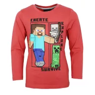   Minecraft Create Red tricou cu mânecă lungă pentru copii, top 6 ani / 116 cm