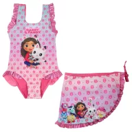   Gabby's Dollhouse Pandy set costum de baie și sarong pentru copii 7 - 8 ani / 122 - 128 cm