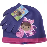  Disney Doctorița Plușica Hug Purple Set Bonetă + Mănuși pentru copii Disney Dr Plüssi 54 cm
