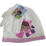   Disney Doctorița Plușica Hug White Set de căciulă + mănuși pentru copii Disney Dr. Pluș 52 cm