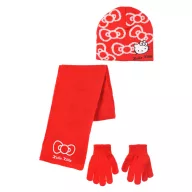   Hello Kitty Bow Red set șapcă + fular + mănuși pentru copii 52 cm