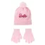 Barbie Light Pink set de căciulă și mănuși pentru copii cu paiete 52 cm