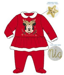 Disney Minnie Crăciun bebeluș șalopetă, pijamale 18 luni