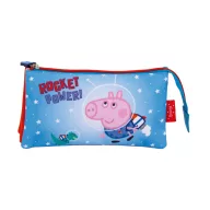 Purcelușa Peppa Rocket Penar cu 3 compartimente 21 cm