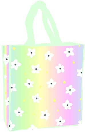 Floare White shopping bag cu hologramă 34 cm