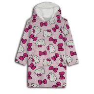   Hello Kitty Bow pătură polară din pluș cu glugă, poncho 7-14 ani
