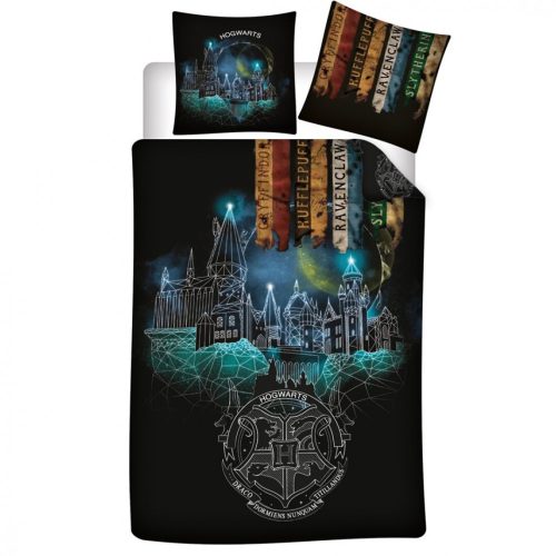 Harry Potter Hogwarts Enchanted Night Lenjerie de pat 140×200cm, 63×63 cm microfibre
