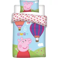   Purcelușa Peppa Set de lenjerie de pat pentru copii cu balon cu aer cald 100×135cm, 40×60 cm