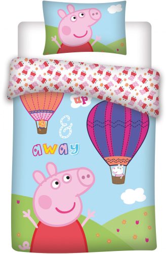 Purcelușa Peppa Hot-air Balloon Lenjerie de pat pentru copii <mg-auto=3002488>100×140cm, 40×45 cm