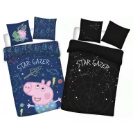   Purcelușa Peppa Star-gazer Husă de pat pentru copii fosforescentă 100x135cm, 40x60cm