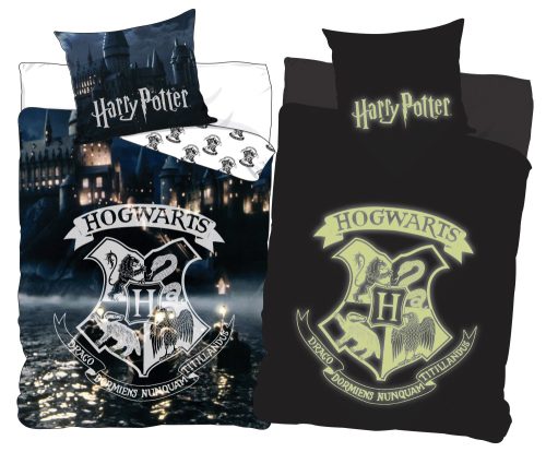 Harry Potter lenjerie de pat care luminează în întuneric Roxfort 140×200cm, 70×90 cm