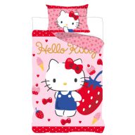   Hello Kitty Strawberry lenjerie de pat pentru copii, grădiniță 100×135 cm, 40×60 cm
