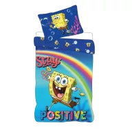   SpongeBob Stay Positive lenjerie de pat pentru copii, mărimea grădiniță 100×135 cm, 40×60 cm