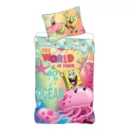   SpongeBob The World lenjerie de pat pentru copii, mărime grădiniță 100×135 cm, 40×60 cm