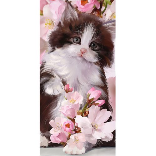 Pisică Bloomy Purr prosop de baie, prosop de plajă 70x140cm