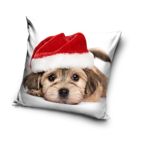 Câine Santa Hat husă de pernă 40x40 cm Catifea
