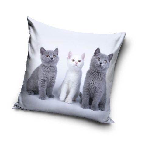 Pisică Trio husă decorativă pentru pernă 40x40 cm Catifea