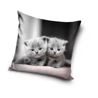   Pisică Twins husă decorativă pentru pernă 40x40 cm Catifea