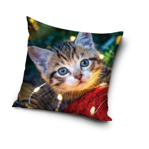 Pisică Cozy Lights husă decorativă pentru pernă 40x40 cm Catifea