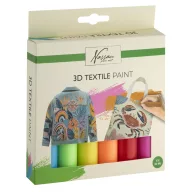 Colorat Nassau Set vopsea textilă 3D neon, 6 piese