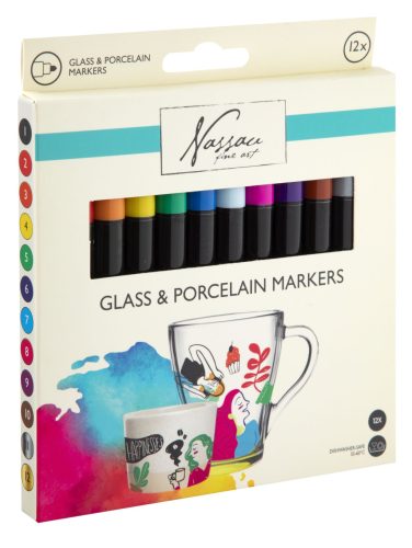 Colorat Nassau  set de markere pentru sticlă și porțelan 12 buc