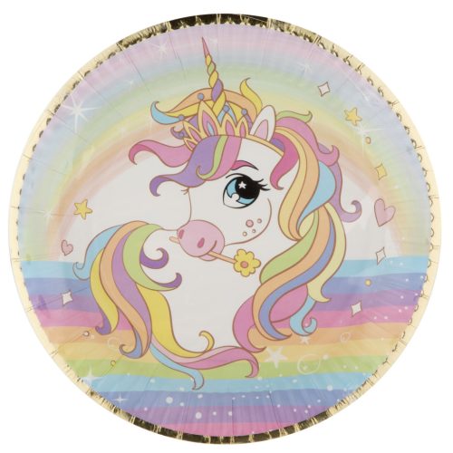 Unicorn Rainbow farfurii de hârtie set de 6, 23 cm