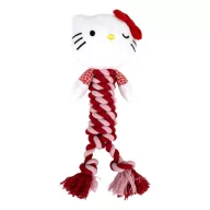   Hello Kitty Red jucărie pentru câini cu frânghie care scârțâie 30 cm