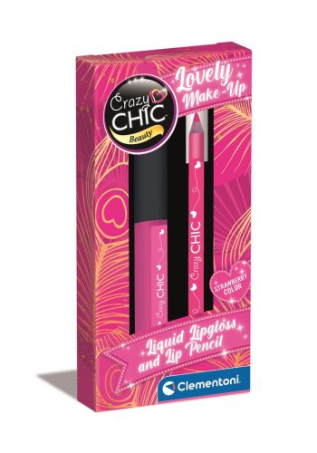 Crazy Chic Strawberry gloss de buze și creion de contur buze Clementoni