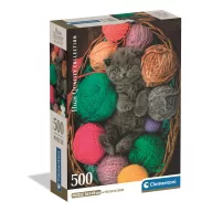 Pisică Fluffy Puzzle Compact de 500 de piese Clementoni