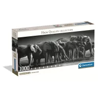   Animale Herd of Giants Puzzle compact panoramic cu elefant de 1000 de piese Clementoni