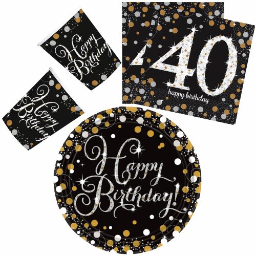 Happy Birthday Gold 40 Party set de 32 farfurii de 23 cm