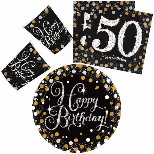 Happy Birthday Gold 50 Party set de 32 farfurii de 23 cm