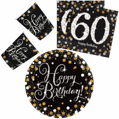 Happy Birthday Gold 60 Party set de 32 farfurii de 23 cm