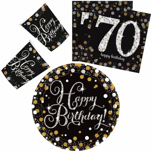 Happy Birthday Gold 70 Party set de 32 farfurii de 23 cm