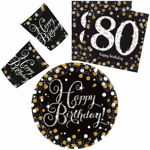 Happy Birthday Gold 80 Party set de 32 farfurii de 23 cm