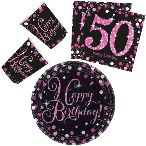 Happy Birthday pink 50 Party set de 32 farfurii de 23 cm