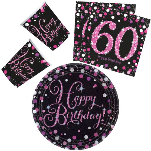 Happy Birthday pink 60 Party set de 32 farfurii de 23 cm