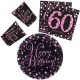 La mulți ani Set de petrecere Happy Birthday Pink 60, 32 de piese cu farfurii de 23 cm