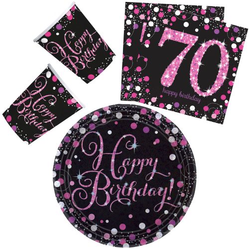 Happy Birthday pink 70 Party set de 32 farfurii de 23 cm