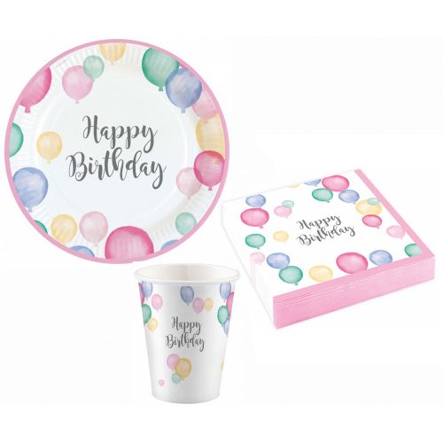 Happy Birthday Pastel Party set de 36 farfurii 23 cm