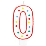 Colorat Lumânare de tort cu buline, lumânare cifra 0