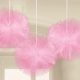 pinkRoz, Roz roz agățat roz tulle pom pom decorare 3 buc.