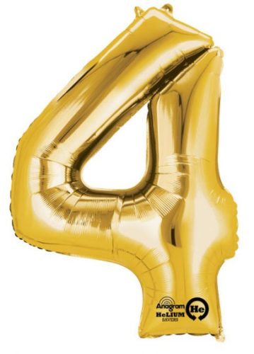 Gold, Gold giant Balon folie cifra 4 91*60 cm