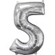 Silver, număr argintiu balon folie 5 dimensiuni 66x45 cm