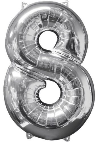 Silver număr balon folie mărimea 8, 66x45 cm