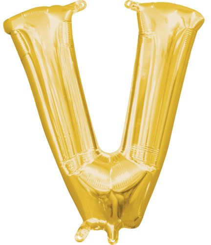 Gold, Arany mini V betű fólia lufi 33 cm