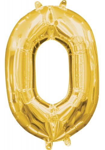 gold, auriu mini număr balon folie 0-ás 40 cm