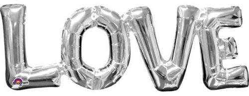 Love balon folie silver 63x22 cm