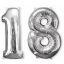 Numere Balon din Foaie cu Numărul 18, Argintiu 66 cm