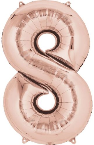 rose gold număr gigant balon folie 8, 86x53 cm